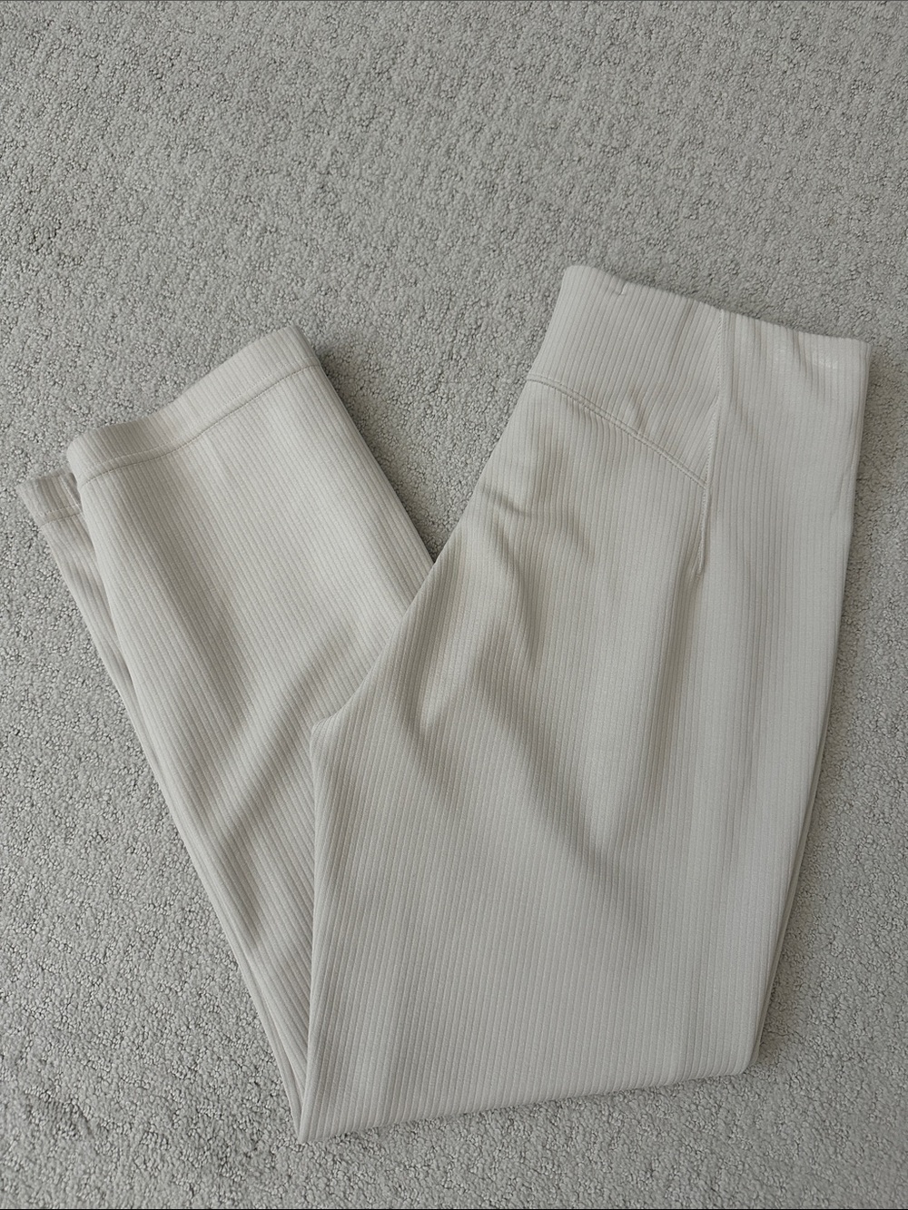 Ribbed Wide leg zipper Pants in Light Cream